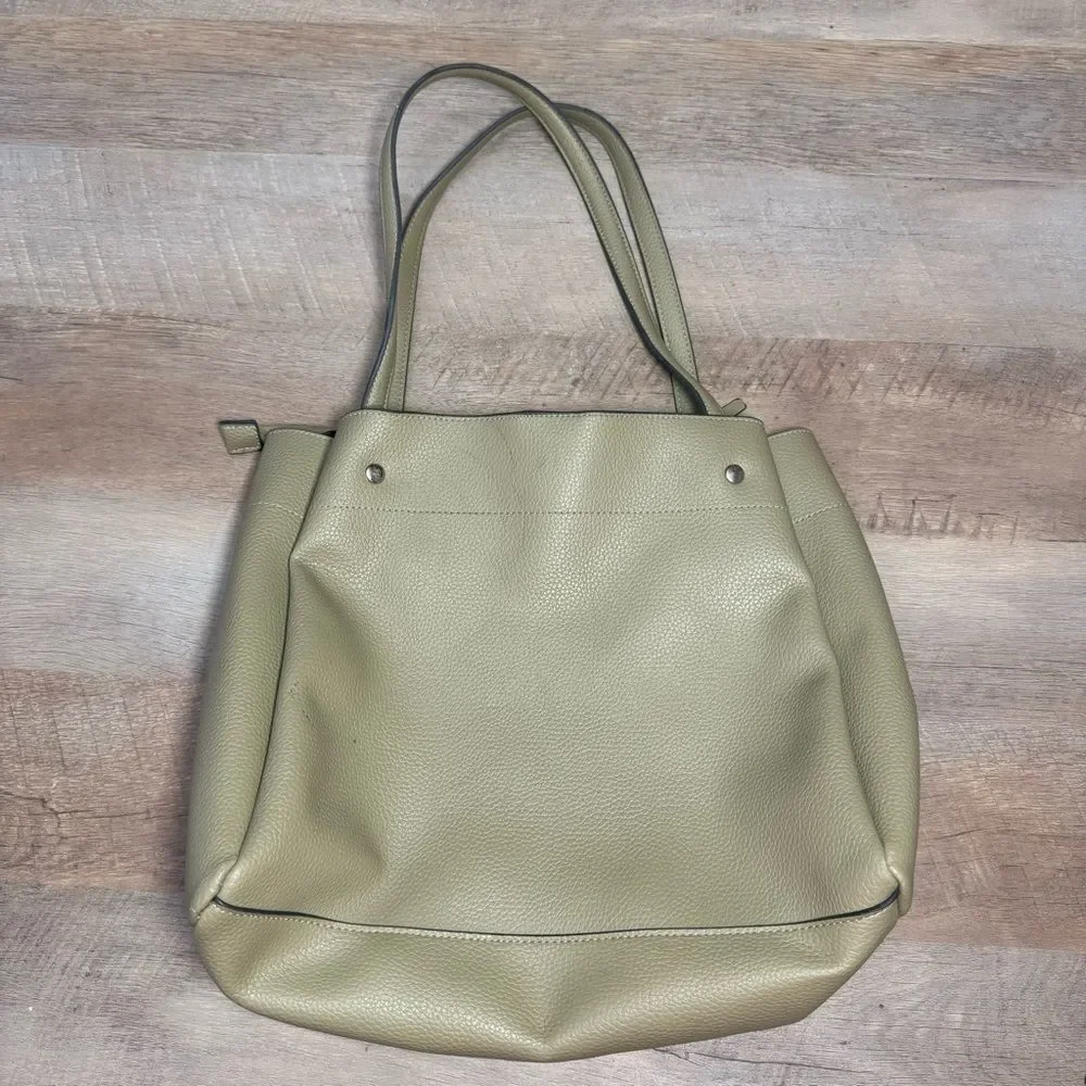 Nanette Lepore Sage Green Leather Shoulder Bag Tote Purse